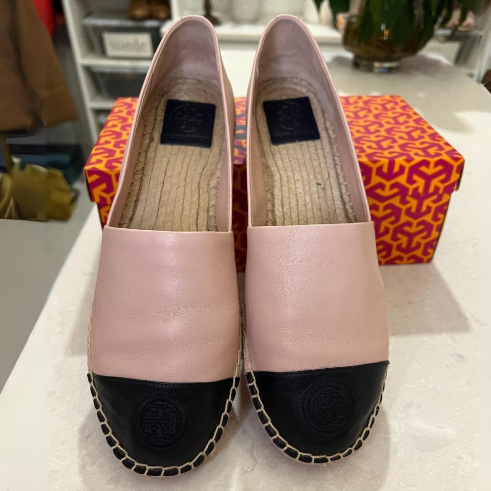 Tory Burch Colorblock Nappa Leather Espadrille Flats - Women's Size 11
